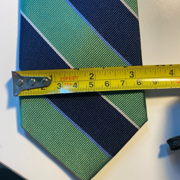 Jos. A. Bank Green and Blue Striped Silk Repp Tie - Picture 4 of 4